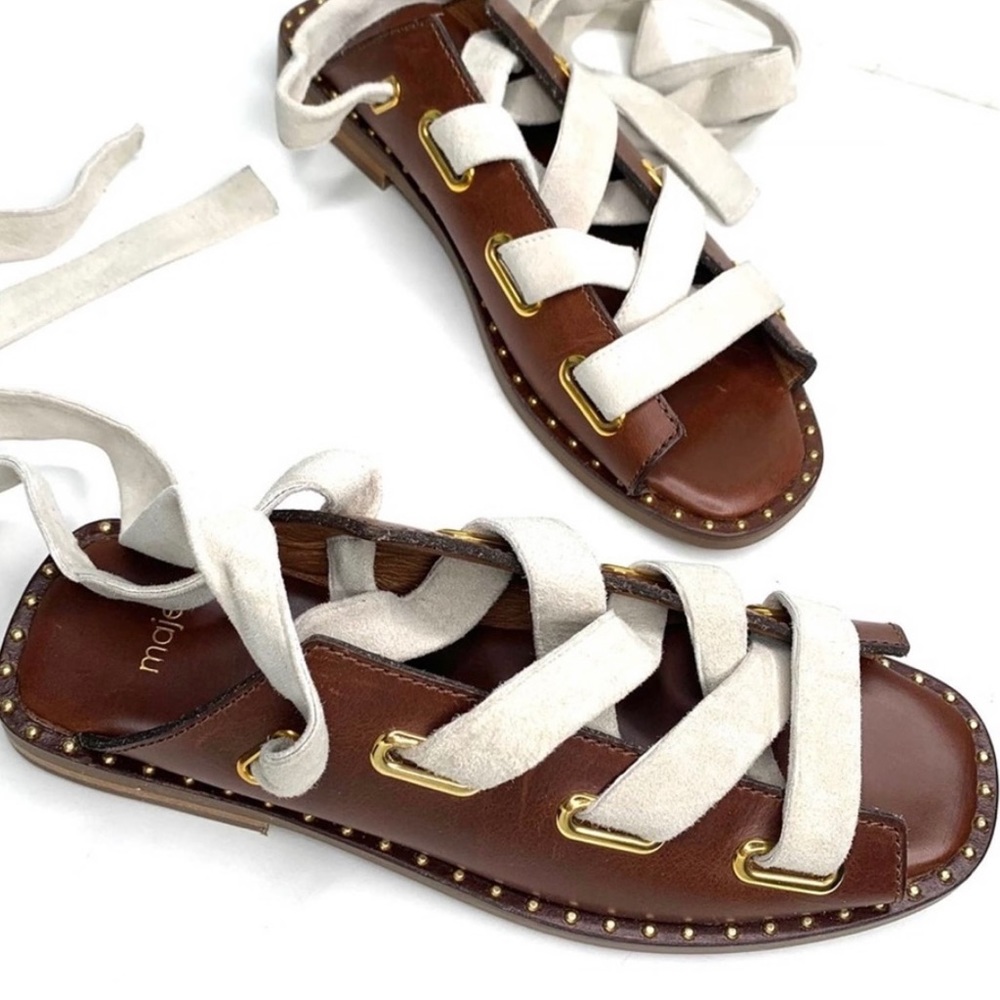 Maje Brown and Cream Sandals